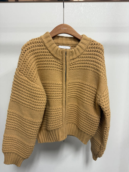 2638 Crew Neck Zip Up Sweater Cardigan