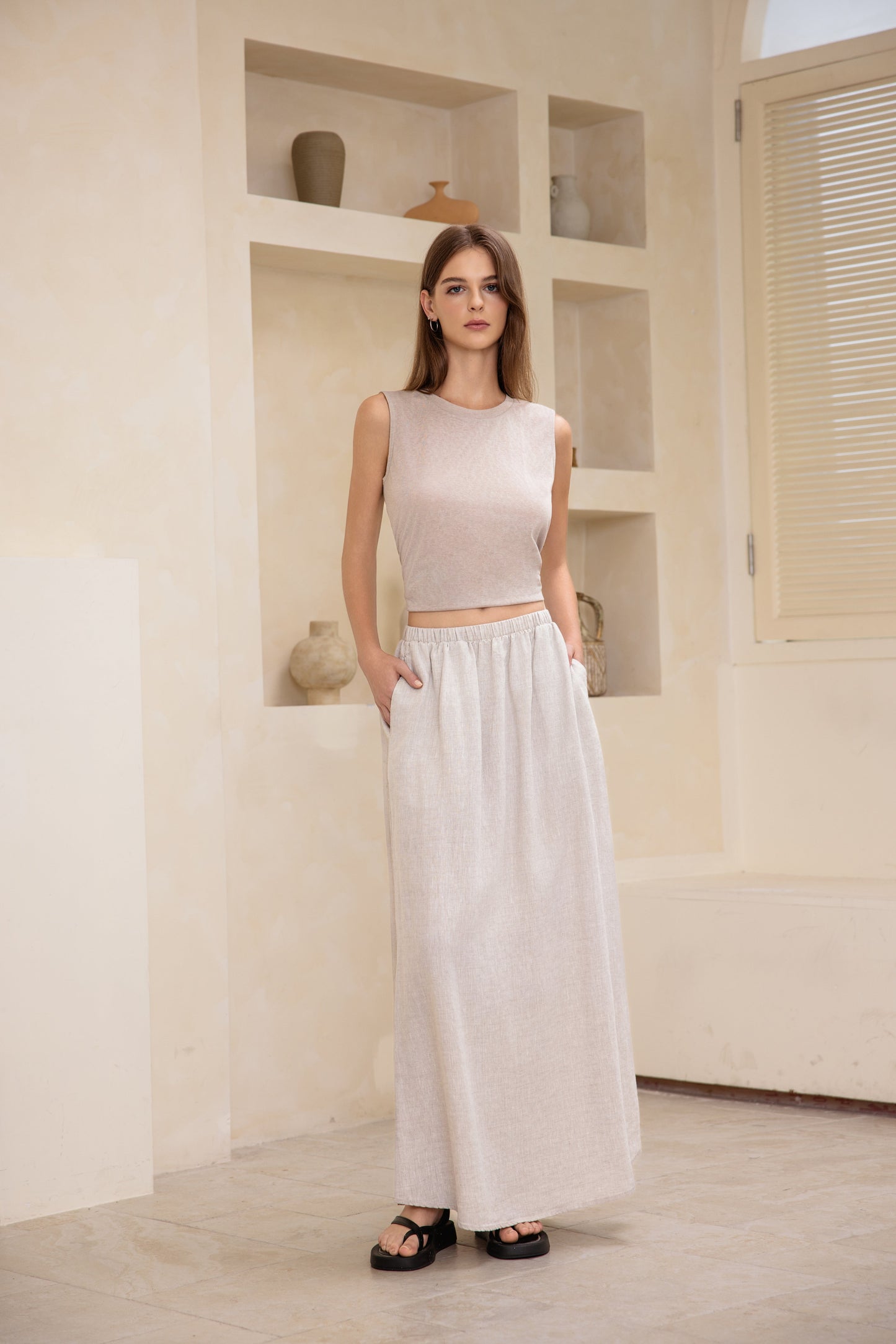 2501 Linen Maxi Skirt