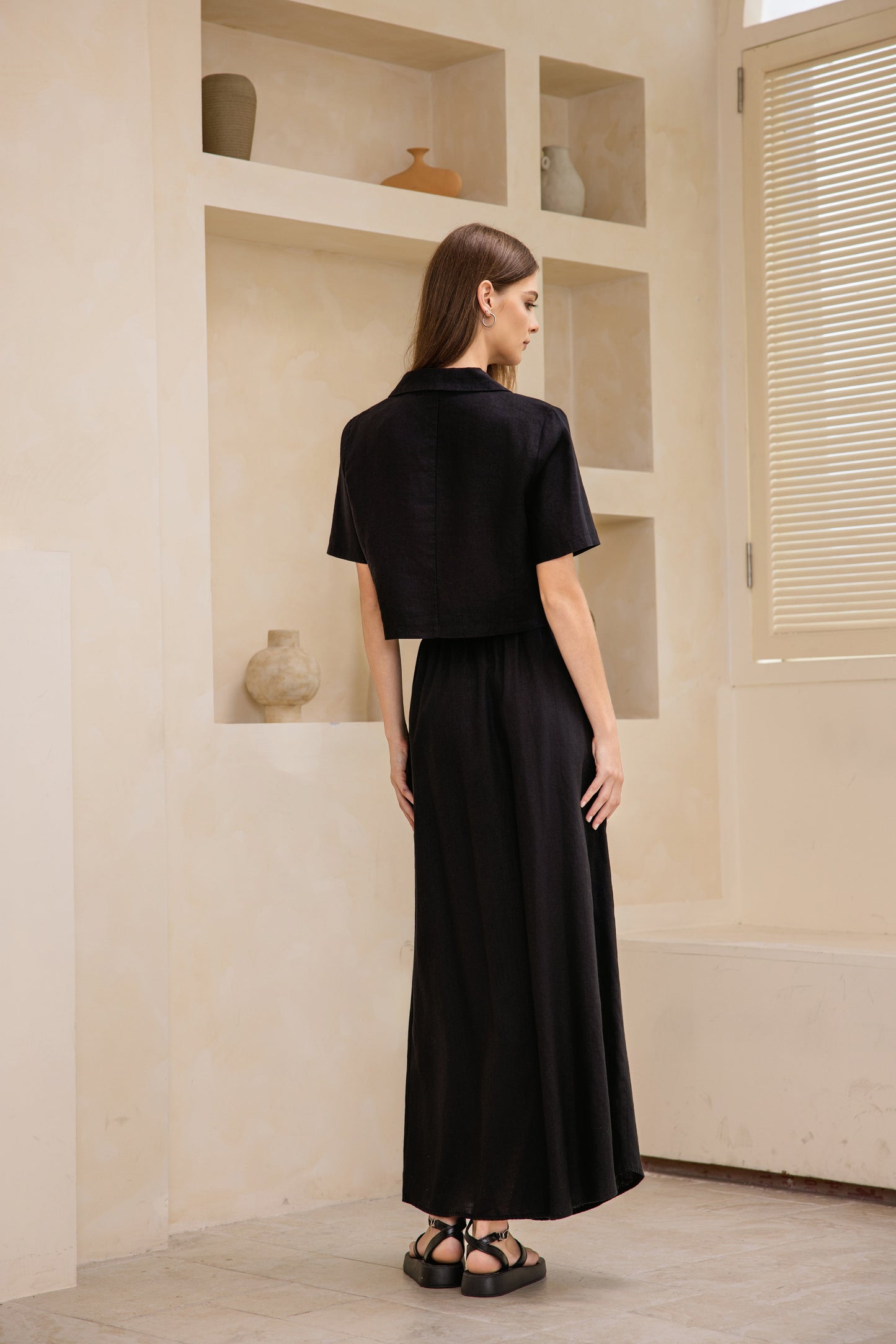 25104 Linen Crop Top