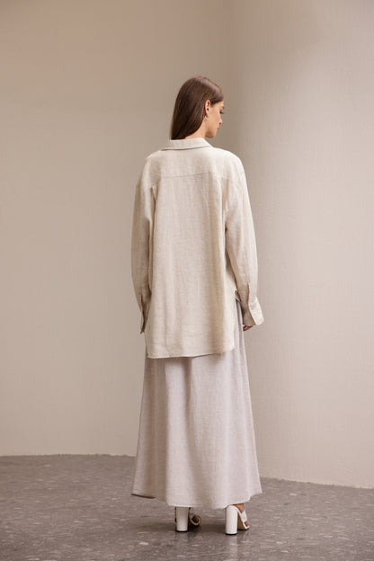 25108 Linen Long Sleeve Button Down Shirt