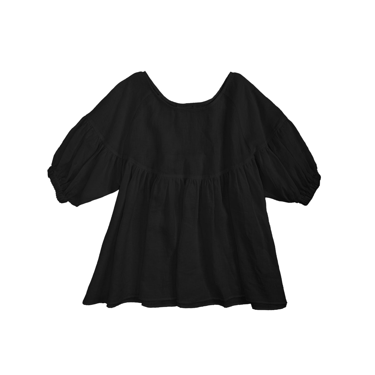 25111 Puff Sleeves Linen Top