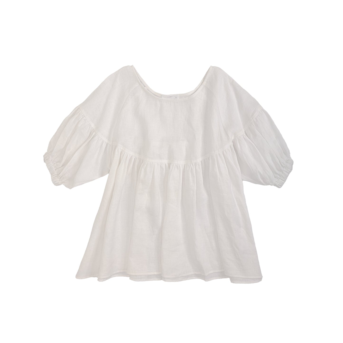 25111 Puff Sleeves Linen Top