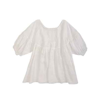 25111 Puff Sleeves Linen Top