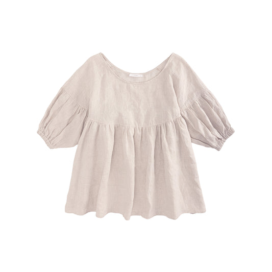 25111 Puff Sleeves Linen Top