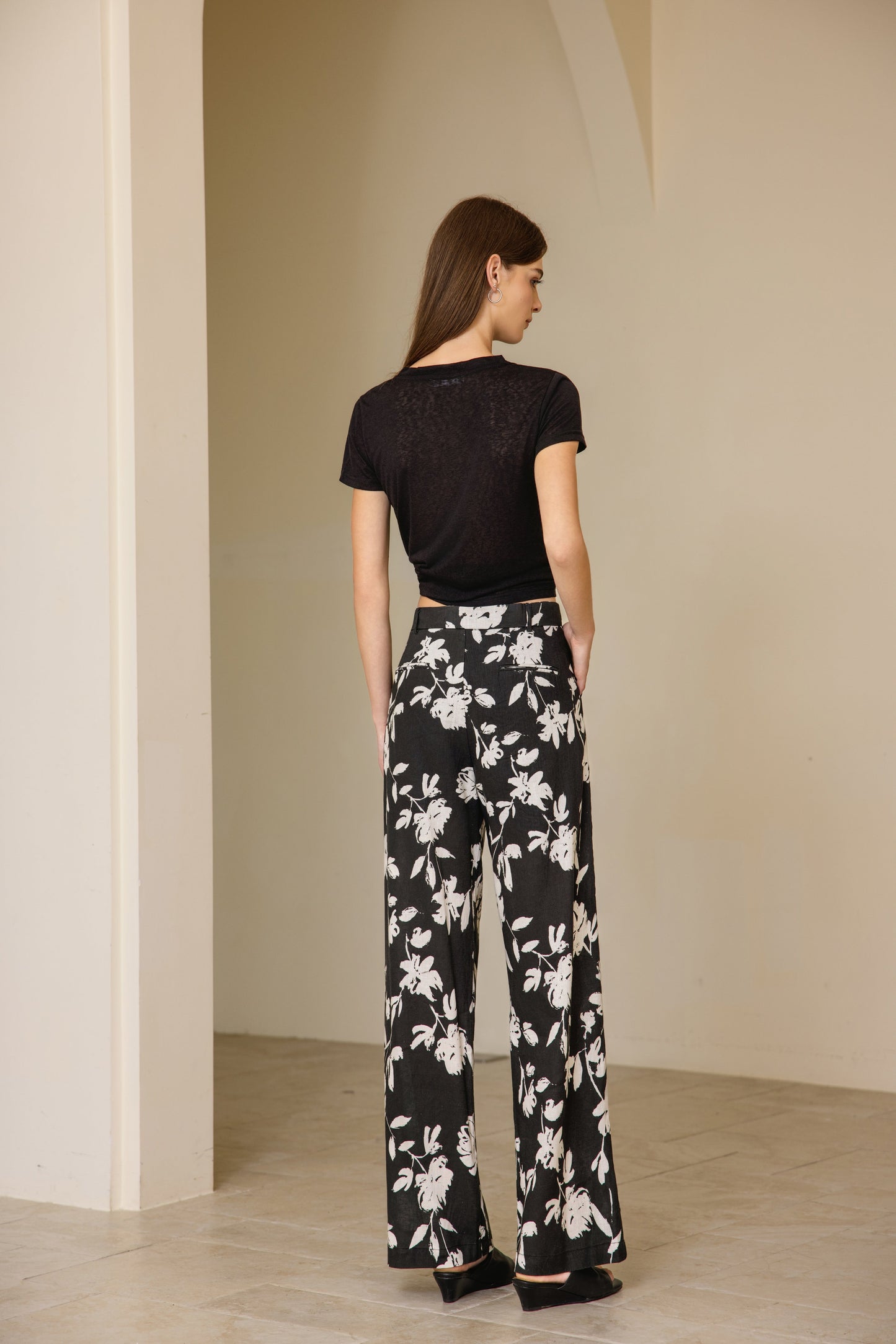 25132 Linen Print Pants