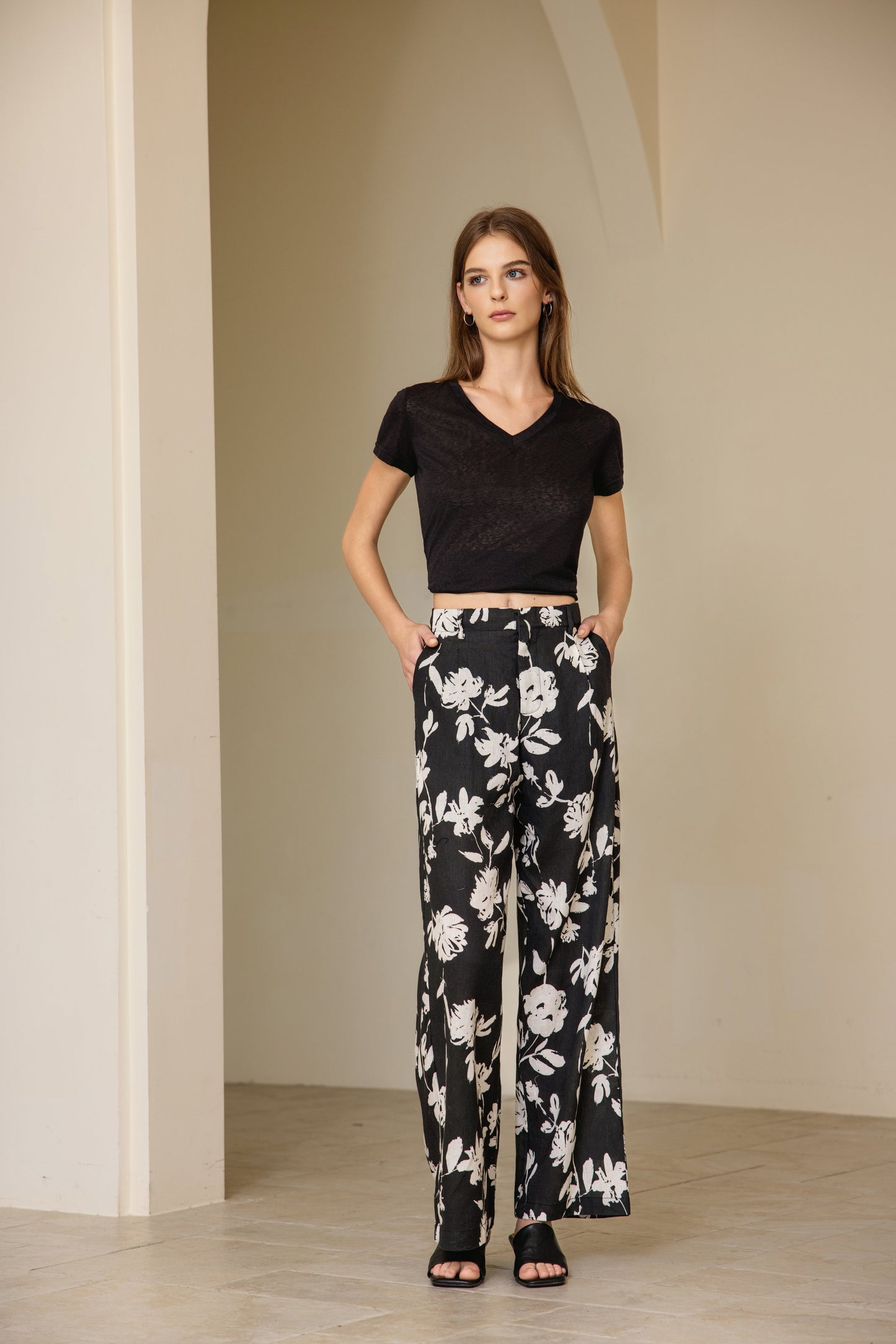 25132 Linen Print Pants