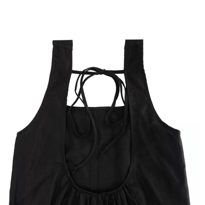 25190 Linen Black Maxi Dress