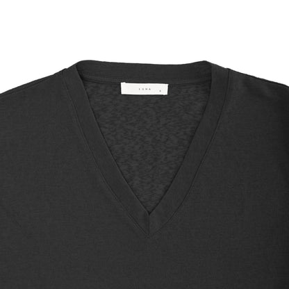 25192V Short-sleeved linen t-shirt v-neck