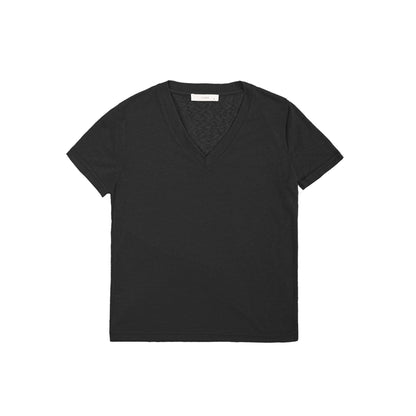 25192V Short-sleeved linen t-shirt v-neck