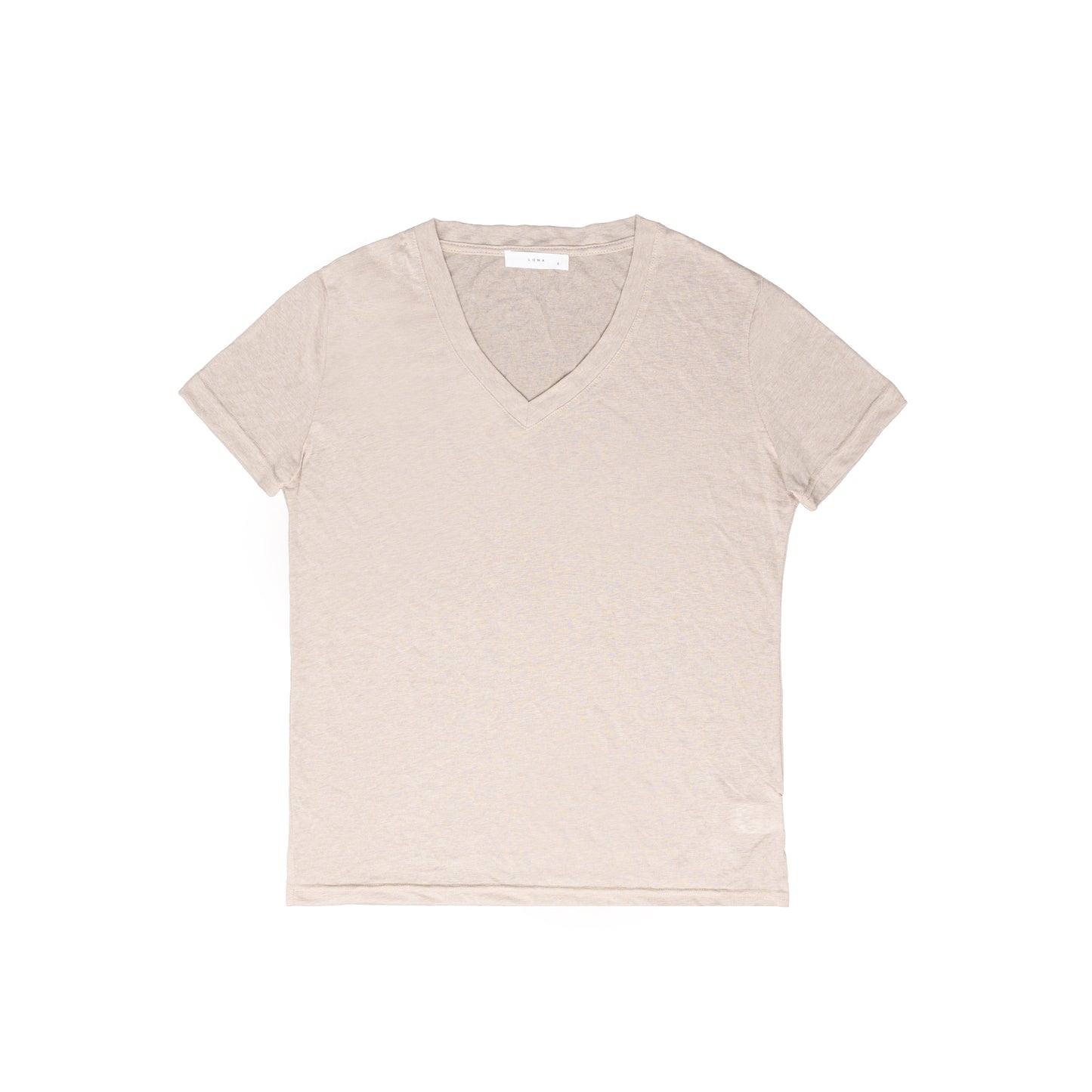 25192V Short-sleeved linen t-shirt v-neck