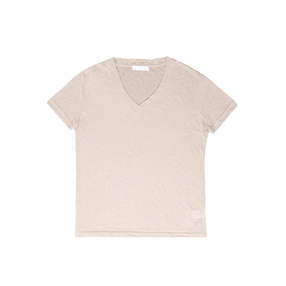 25192V Short-sleeved linen t-shirt v-neck