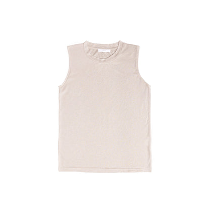 25192s Sleeveless linen t-shirt round-neck