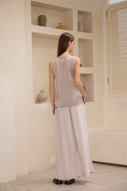 25192s Sleeveless linen t-shirt round-neck