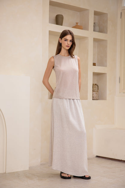 25192s Sleeveless linen t-shirt round-neck