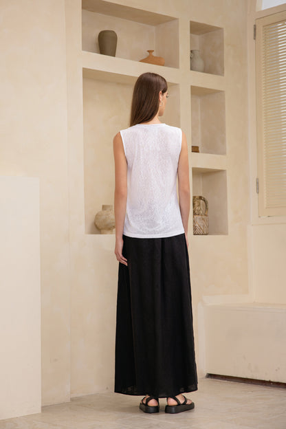 25192s Sleeveless linen t-shirt round-neck