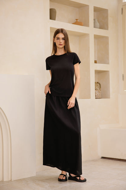 25192R Short-sleeved linen t-shirt round-neck