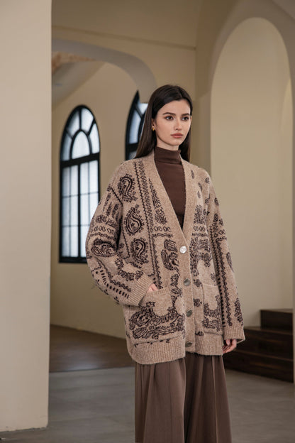 25203 Abstract Oversized Cardigan
