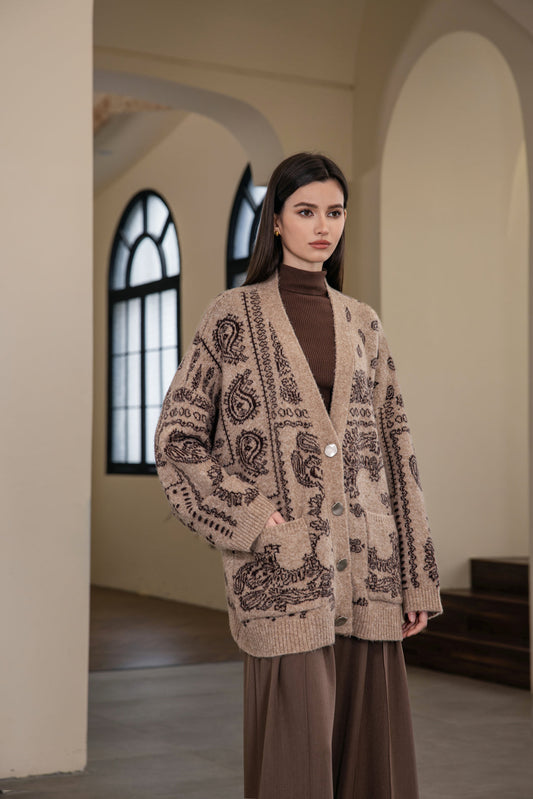 25203 Abstract Oversized Cardigan