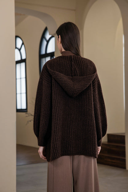25213 Hooded Button Cardigan
