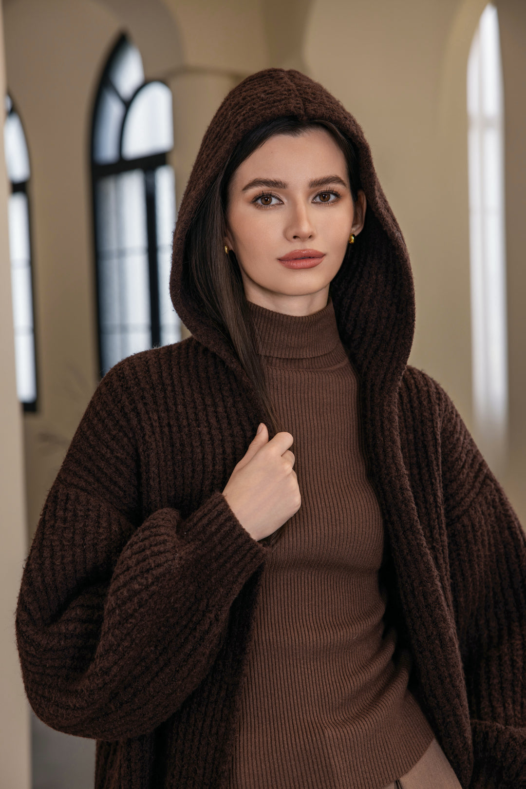 25213 Hooded Button Cardigan
