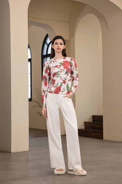 25214 Floral Print Sweater
