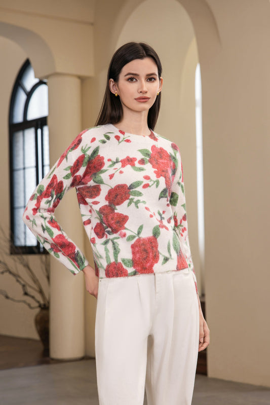 25214 Floral Print Sweater