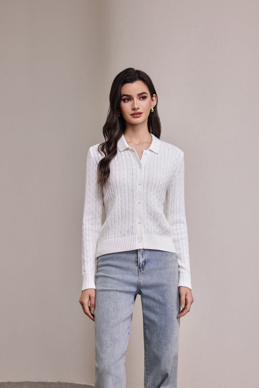 25221 Polo collar cardigan