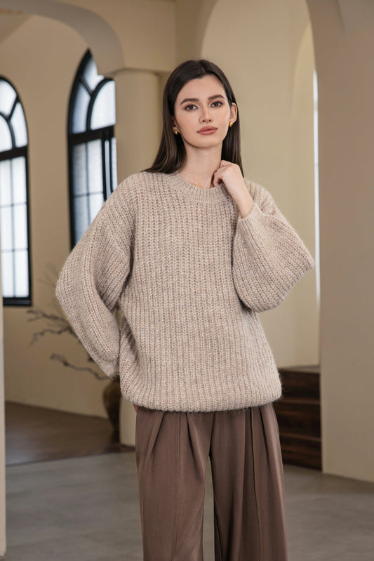 25226 Crewneck Sweater with Puff Sleeve