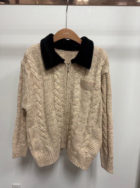 2603 Zip Up Sweater with Collar