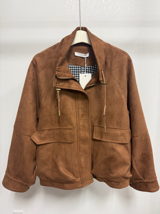 26107 High Collar Suede Jacket