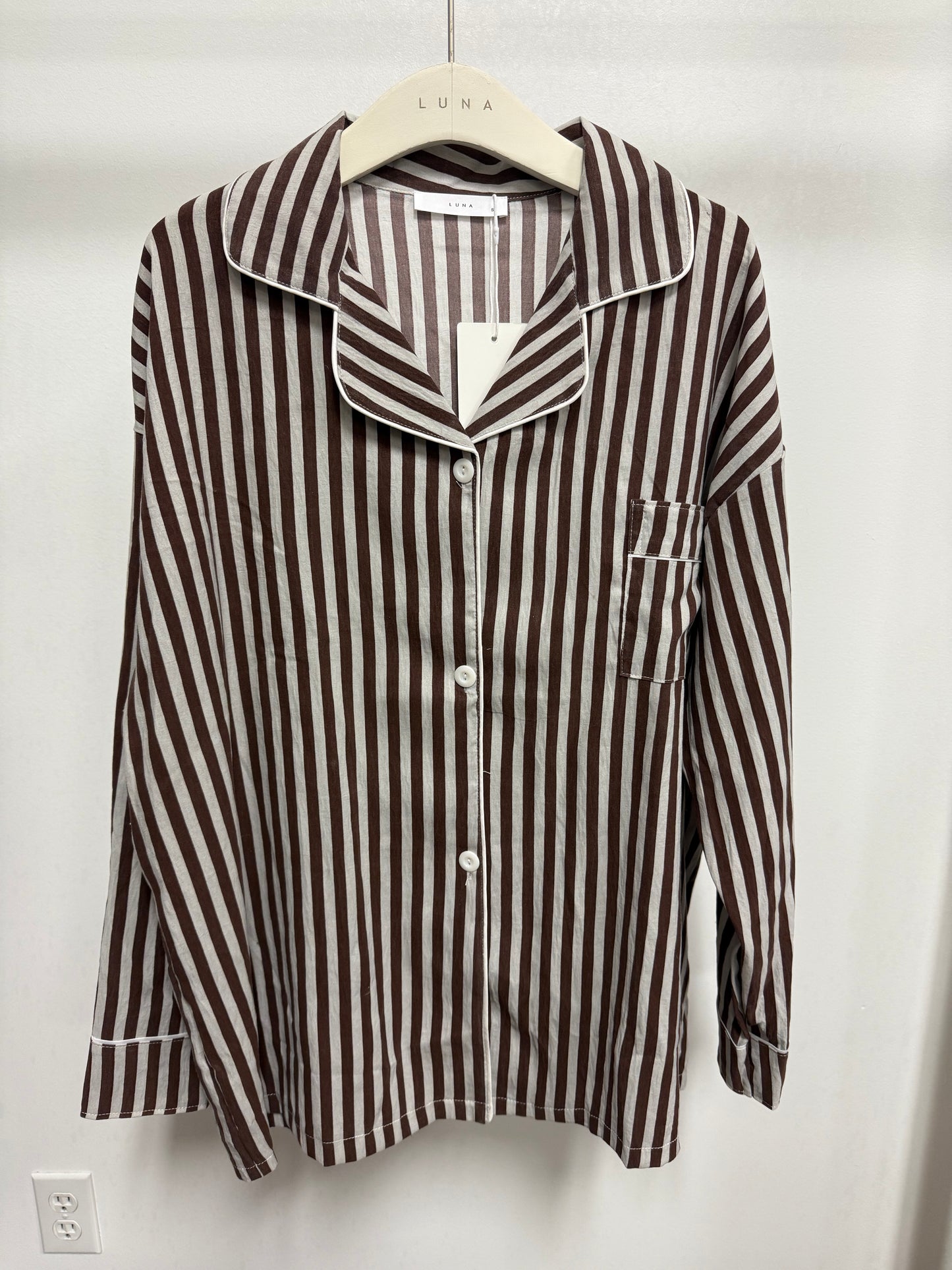 26111T Striped Cotton Sleep Set - Top