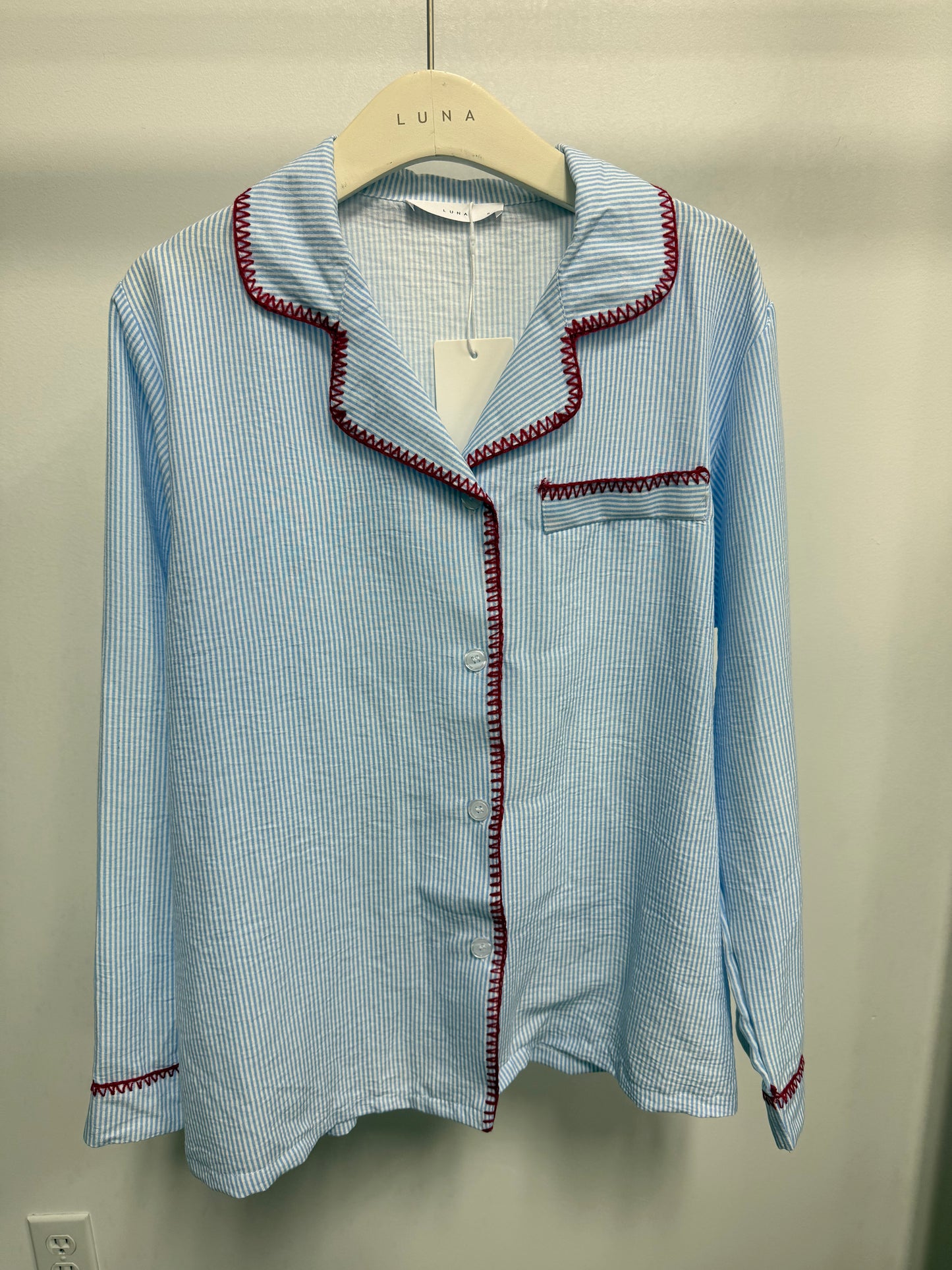 26112T Blue with Red Stroke Sleep Set Top