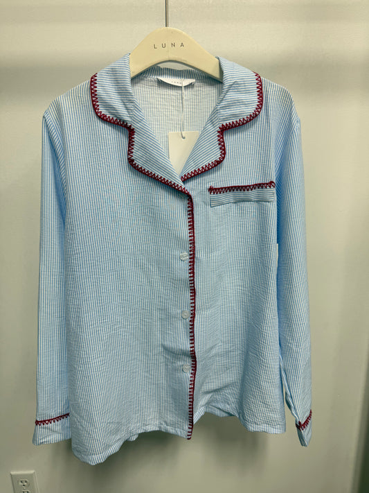 26112T Blue with Red Stroke Sleep Set Top