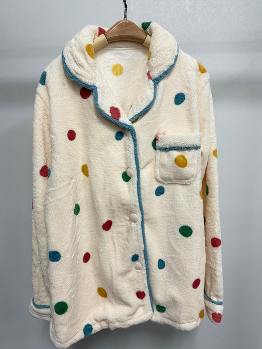 26144T Multi Colour Dot Loungewear Set Top