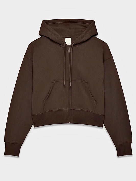 26230 Sweatfleece relaxed Zip Hoodie Cropped length