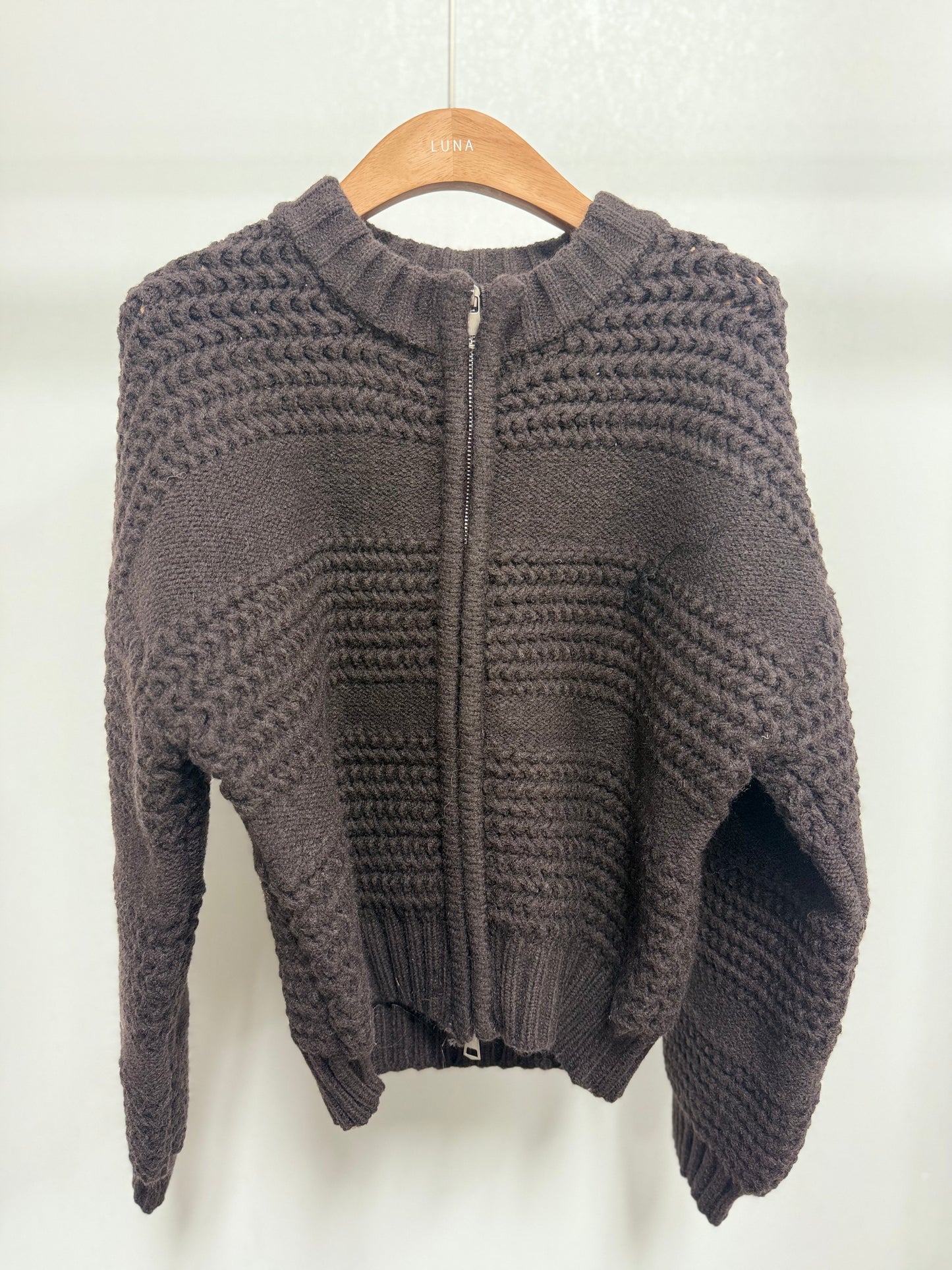 2638 Crew Neck Zip Up Sweater Cardigan
