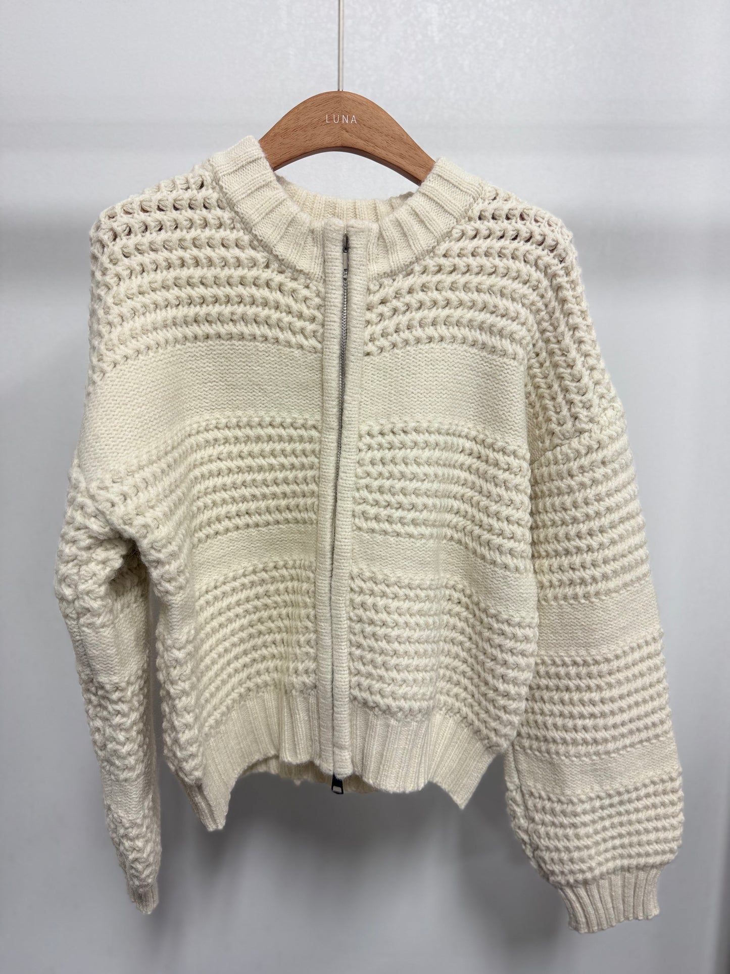 2638 Crew Neck Zip Up Sweater Cardigan