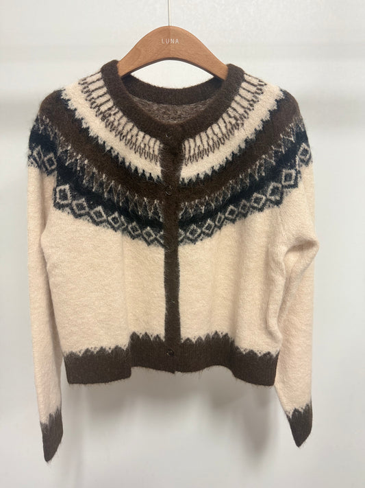 2644 Nordic Fair Isle Patterned Button-Down Cardigan