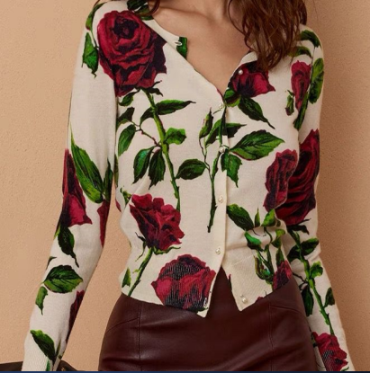 BB3927 Floral Print Cardigan