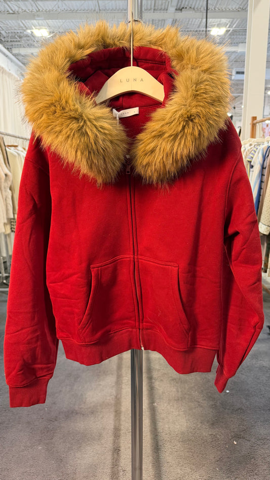 2507F Faux Fur Zip Hoodie