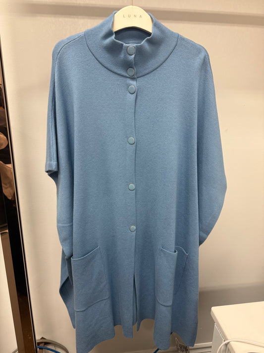 BB20251 Funnel Neck Poncho Cardigan with Pockets