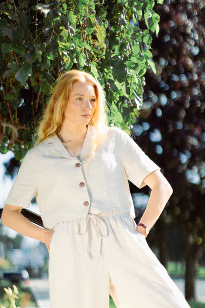 25104 Linen Crop Top