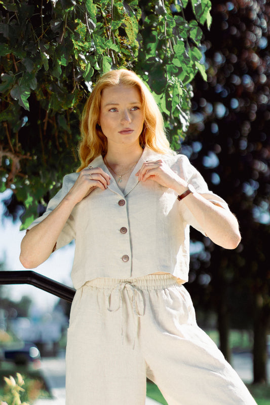 25104 Linen Crop Top